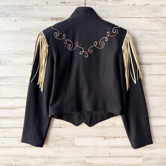 Vintage North American Frontier Western Wool Jacket Fringe Embroidered sz S USA - Picture 10 of 12